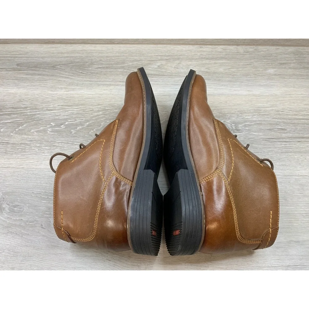 Rockport Men's Tan Leather Chukka Boots Lace Up truTECH Brown Ankle Boots